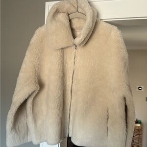 Women's Cream Faux Fur Jacket